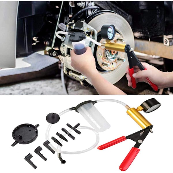 Manuell vakuumpump, handhållen vakuumpumps testare med adaptrar, bromsvätskeverktyg för bilmotorcykeldiagnos