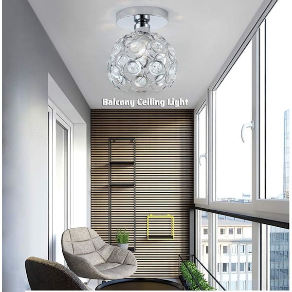 Mini Loftslampe Krystal Lysekrone Semi Flush Mount Loftslampe Moderne Loftslampe Armatur til Entré Køkken Ø Soveværelse