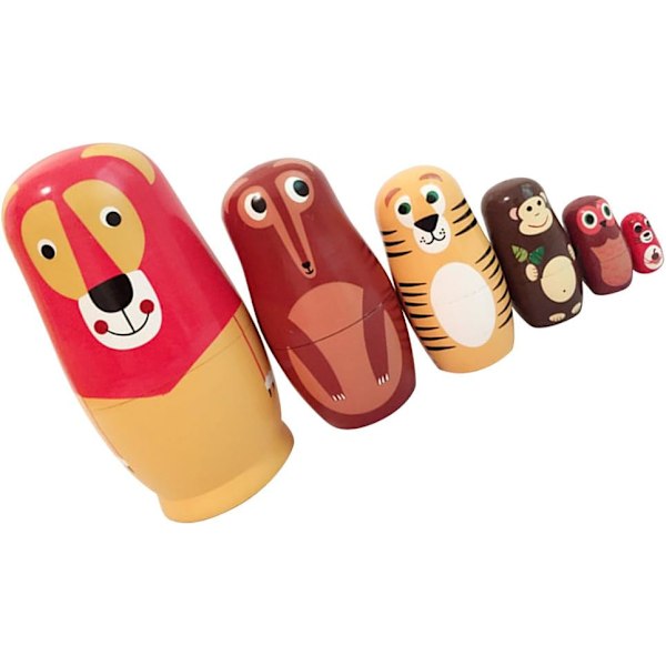 Babushka Nesting Matryoshka Træ Russiske Nesting Dukker Legetøj Gave i Dyreform
