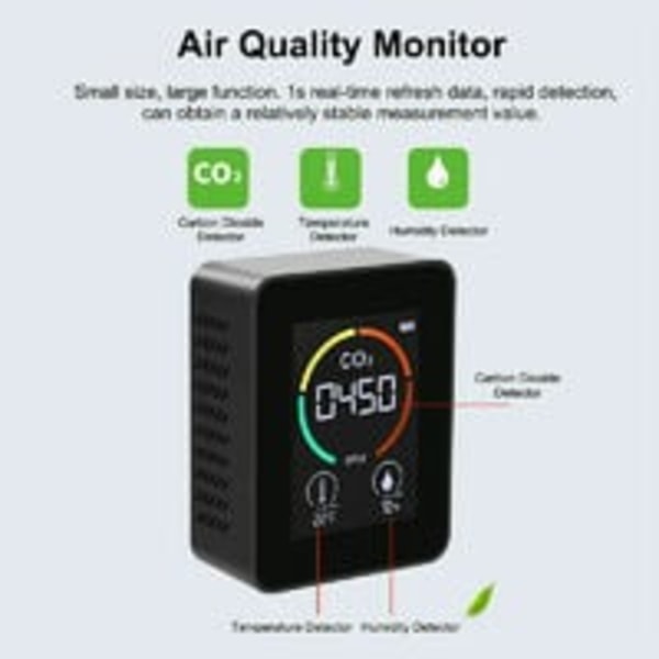 Tre-i-en CO2-luftdetektor kuldioxidluftdetektor CO2-monitor til grøntsags- og frugtdrivhus hvid