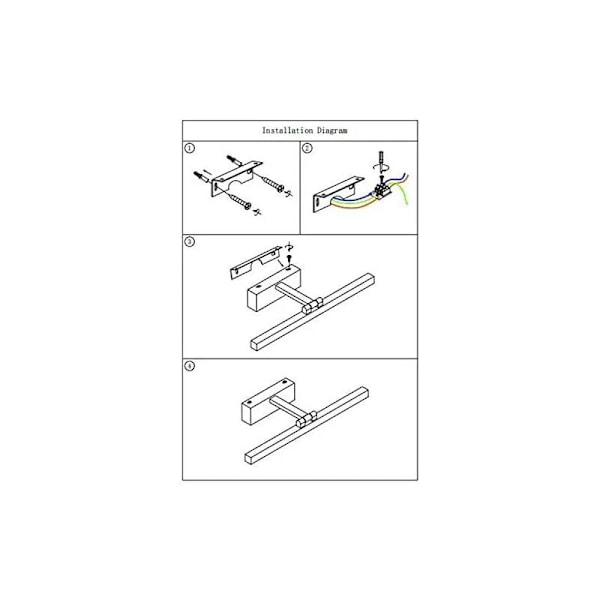 LED Badeværelsesspejllampe 50cm, 12W, IP44 Vandtæt Badeværelsesvæglampe 180° Roterbar, Moderne Badeværelsesspejllampe, Kølig Hvid 5500K, Sort