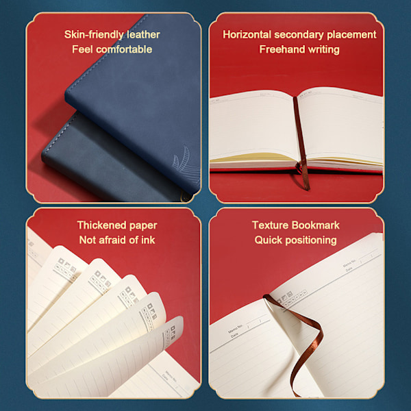 Linjerat anteckningsblock, A5 anteckningsblock, 8,46\" x 5,7\" Hardcover Läder, Affärsgåva Kontorsmaterial för män kvinnor