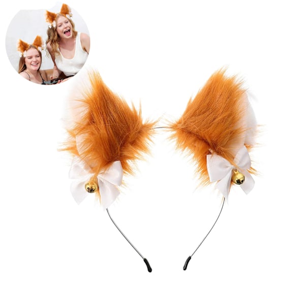 Rävöronpannband Plysch Anime Djurpannband Cosplay Päls Kattöronpannband Festdräkt Hårtillbehör för Barn och Vuxna