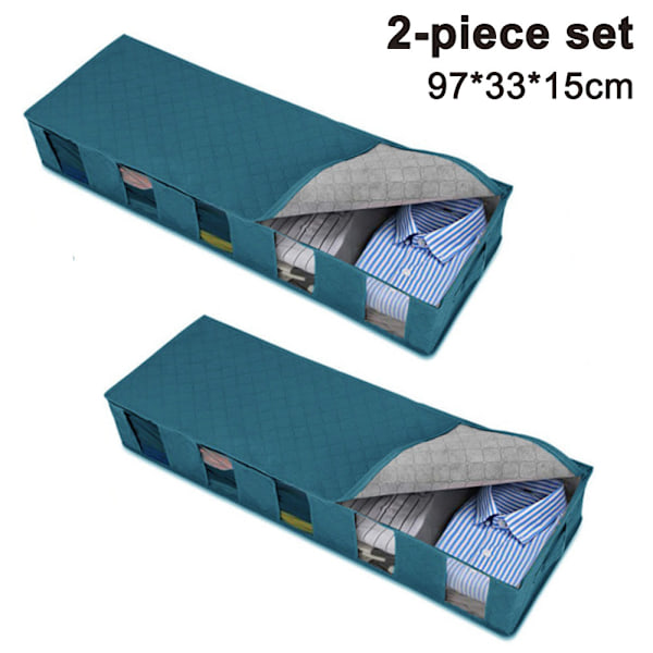 2 Stk. Opbevaringspose Foldbar Opbevaringskasser til Under Sengen, Fantastisk Holdbar til Sengetøj, Tøj, Tæpper, Puder, Dyner, Sæsonbestemt Opbevaring