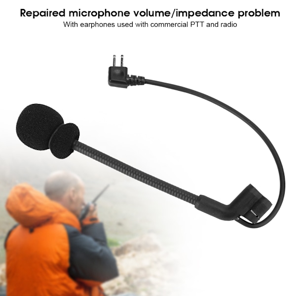 Sort Z Tactics Mikrofon MIC 2 Pin til Comtac II H50 Støjreducerende Headset Klar Lyd