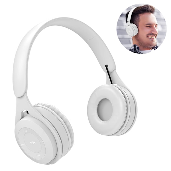 Bluetooth-hörlurar Over Ear, Trådlösa Hörlurar V5.0, Mjuka Memory-Protein Öronmuffar och Inbyggd Mikrofon för iPhone/Android Mobiltelefon/PC/TV