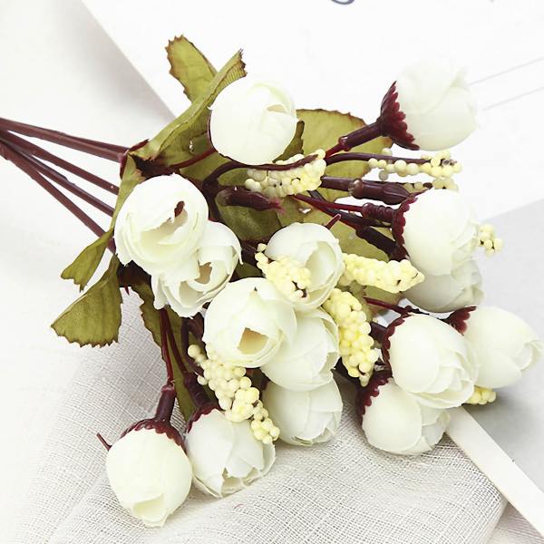 Konstgjord minivårt tebud simulering rosblad pärlbud för vardagsrumsblomsterarrangemang dekoration