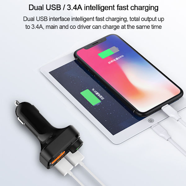 Bluetooth 5.0 Autosarja LED-digitaalinäytöllä, langaton FM-lähetin autoon, kaksois-USB-ulostulo, tukee U-levyä/SD-äänisovitinta, vastaanotin, äänikehote