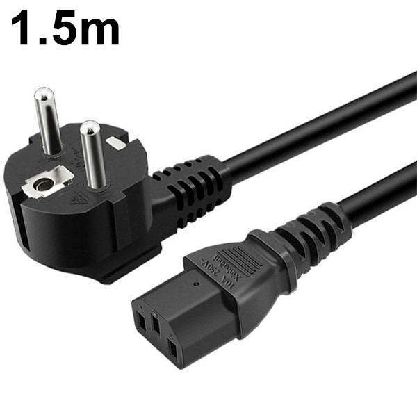 Strømkabel Euro-stik 3-benet IEC-kabel til PC, skærm, printer, PS3 / PS4 Pro, scanner, TV