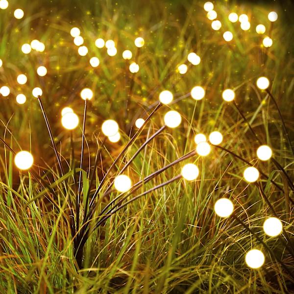 Solcellehavelamper - 2 pakker med 10 LED solcelleildfluelamper med 2 lystilstande, svajer i vinden, vandtætte solcelledekorationslamper, solcelleudendørslamper