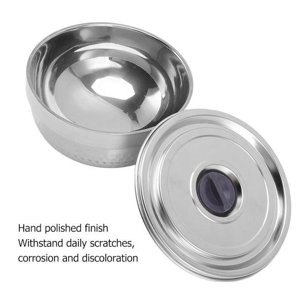 Rostfritt stål skål 2 lager Rostfri termisk isolering för ris soppa kök bestick 14cm diamanttyp