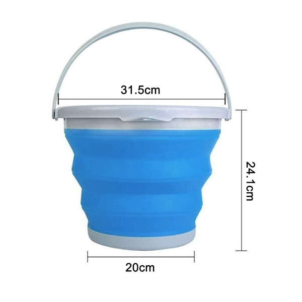 Sammenleggbar bøtte med håndtak, sammenleggbar beholder for strandleker, 5L / 10L folding, små plastbøtter for rengjøring, hagearbeid, backpacking, camping,