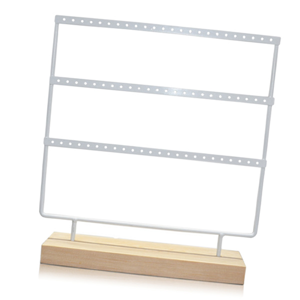 Smyckesställ 3 lager Elegant stil Kompakt Stor kapacitet Järnmaterial Dekorativ Praktisk Örhänge Förvaringsställ för display Vit