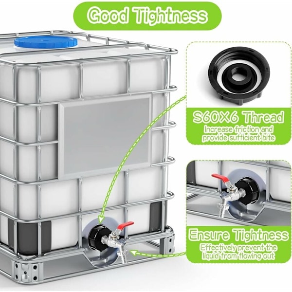 IBC Tank Adapter 1/2\" IBC Connector IBC Regnvandsopsamler Vandhane Messing Vandhanetilslutning S60X6 Tank Vandhane 1000L Tank Adapter