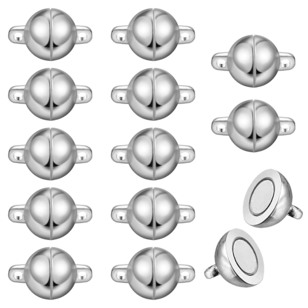 Runda smyckesmagnetiska lås, 12-pack låsande magnetiska smyckeskontaktförlängare, magnetiska lås hummerlås kedjor silver för smycken