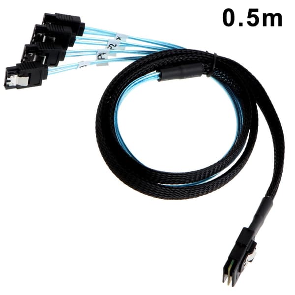 Mini SAS 36Pin (SFF-8087) Han til 4 SATA 7Pin Hun Kabel, Mini SAS Vært/Controller til 4 SATA Mål/Backplane