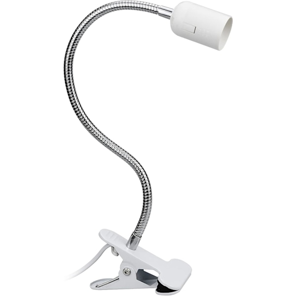 LED Bordlampe Base, E27 Klemme Pære Sokkel med Bryter, Bordlampe Klips Base med 40cm 360 Graders Svanehals for Tatovering/Lesing/Sminke (EU Plugg)