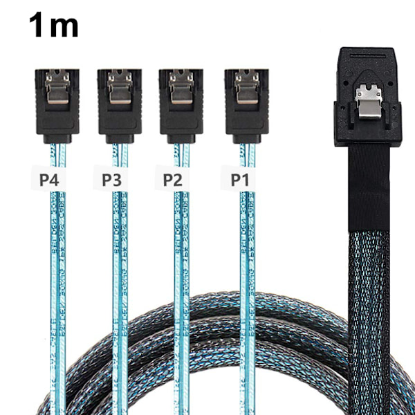 Mini SAS 36Pin (SFF-8087) uros - 4 SATA 7Pin naaras -kaapeli, Mini SAS -isäntä/ohjain - 4 SATA -kohde/taustalevy