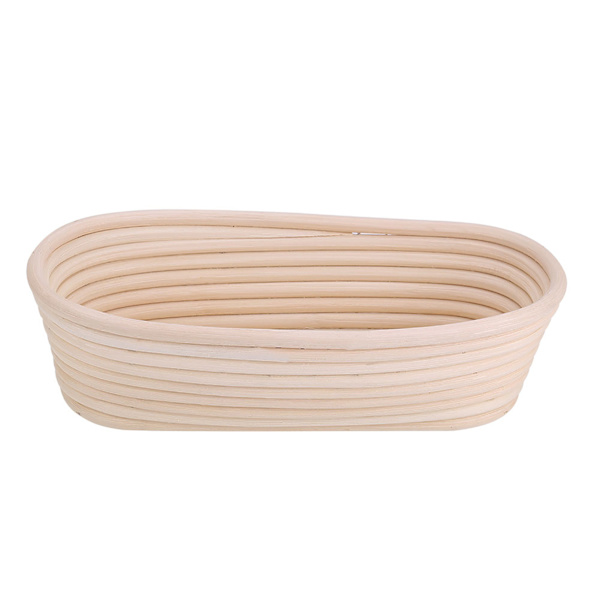 Håndlavet Ubleget Naturlig Rattan Hævekurv Dej Brødbagesæt, 27.5x14x8cm