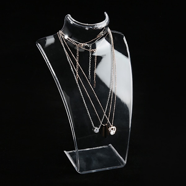 Halsband Örhänge Hållare Mannekäng Huvud Byst Stativ Modell Butik Smycken Display Ställ (Transparent)