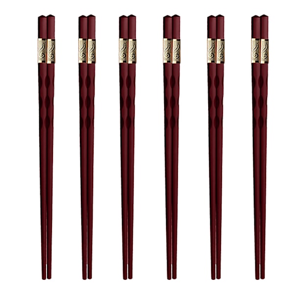 Fiberglas spisepinde, genanvendelige legerings spisepinde skridsikre spisepinde, rillede spisepinde - 6 par