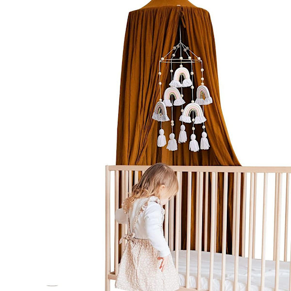 Promise Babe Baby Sängklocka Nyfödd Barnkamma Hängande Mobil Regnbågsmobil för Baby Säng Spjälsäng Dekoration Prydnad Present (Vit)