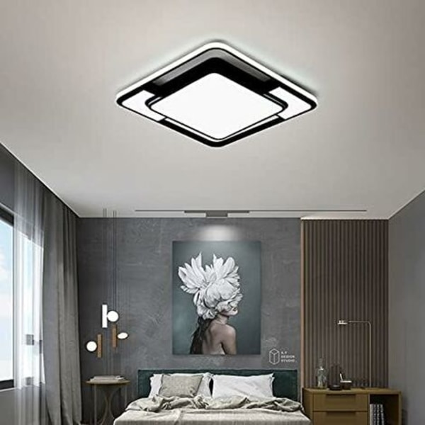 LED Plafondlampe, Diameter 52CM Moderne Firkantet LED Taklampe, 48W Kontinuerlig Dimbar Taklampe med Fjernkontroll for Stue