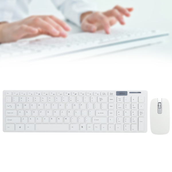 Mus och tangentbord set trådlös 10m fjärranslutning smart sleep fingerboardand mus combo för IOS/Windows/AndroidVit