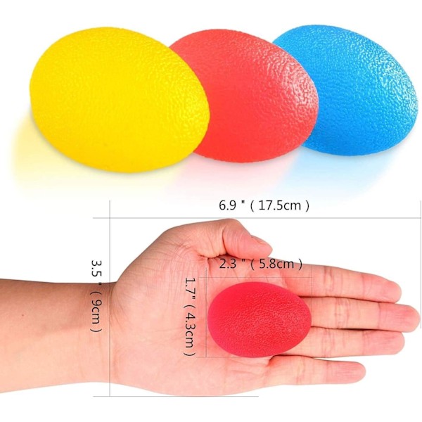 3- Grip Ball - Röd+Blå+Gul - Äggformad