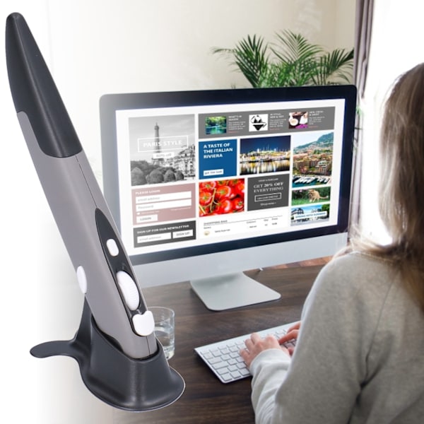 Muspenna Trådlös 2.4G Kreativitet Extremt Handover Dator Stylus för PC LaptopSvart Grå