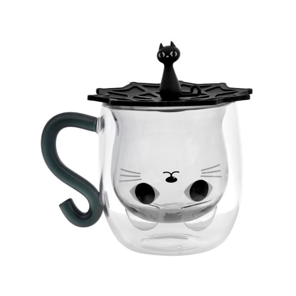 Krus med sort kat Krus med hank Dobbeltvægget kaffekop