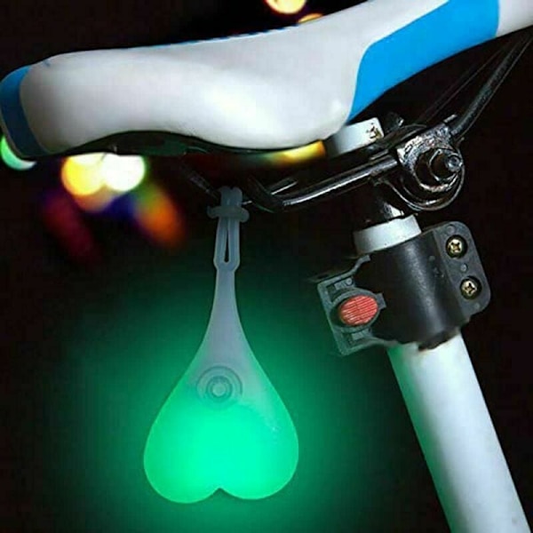 Cykelkugle baglygter, cykelhjerte advarselslys, LED æg lampe essentiel til natten, vandtæt Grøn-
