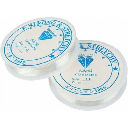 2 stk. Transparent Elastisk Tråd til Armbånd, 1 mm Elastiske Smykkefremstillingssnore til Armbånd og Håndværk, Elastisk Perletråd