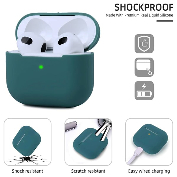 Silikondeksel for Airpods 3. generasjon mørkegrønn