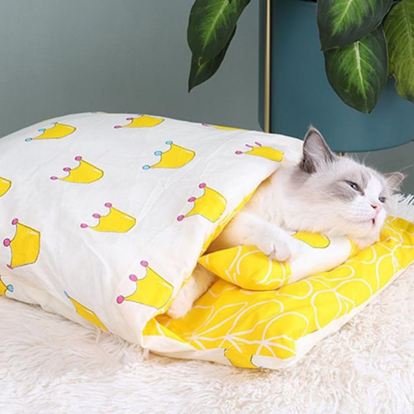 Kattmysig säng vinter varm kattsäng japansk kattsovsäck mjuk katthus liten husdjurskennel tjock kattsandbäddsskydd