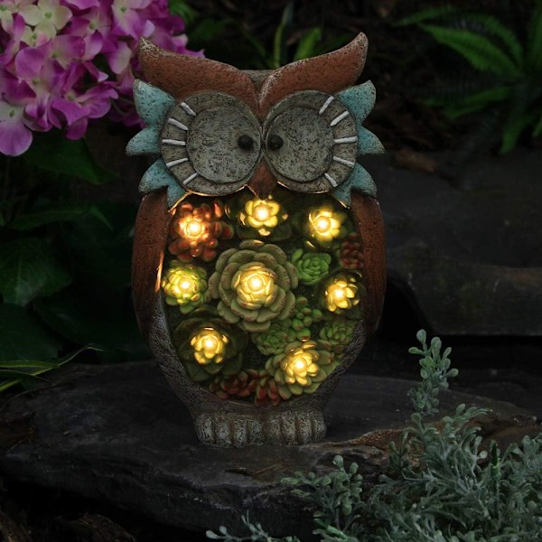Solcellelampe Snegl Have Dekoration Resin Dyre Statue Solcelledrevet, Lysende Lampe Dyrefigur Udendørs Ornamenter, til Haveindgang Jul Hibou