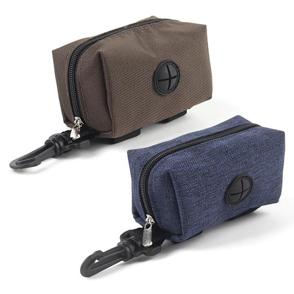 2 st Poop Bag Holder Hund Poop Holder Hund Poop Dispenser Hund Avfallspåse Behållare med Dragkedja och Klämma för Hundkoppel