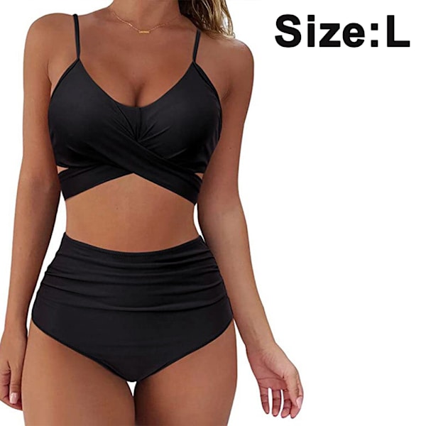 Kvinnors högmidjade bandage bikini set wrap tvådelad push up baddräkter korsmönster kvinnors badkläder