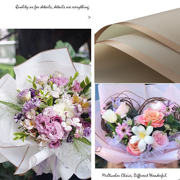 20 st vattentät blomsterinslagning 58 * 58 cm, guldkantad blomsterinslagning, DIY presentförpackning,