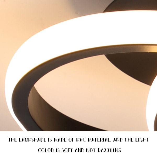 LED Loftlampe, 42W Moderne Loftlampe, Dobbelt Ring LED Loftlampe 4500K 3360 Lumen, Sort Akryl Loftlampe til Soveværelse, Stue,
