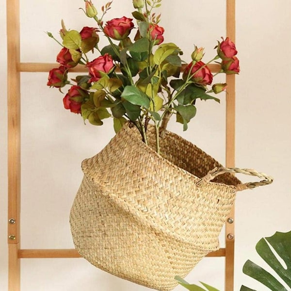 Sjögräs korg Wicker korg Blomkruka Fällbar korg Smutsig korg BG