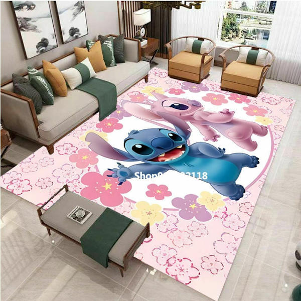 Sød Lilo og Stitch Baby Lege Måtte Skridsikker Baby Kravlemåtte Børn Drenge Piger Voksne Soveværelse Mickey Måtte, 50x80cm, Praktisk HVID
