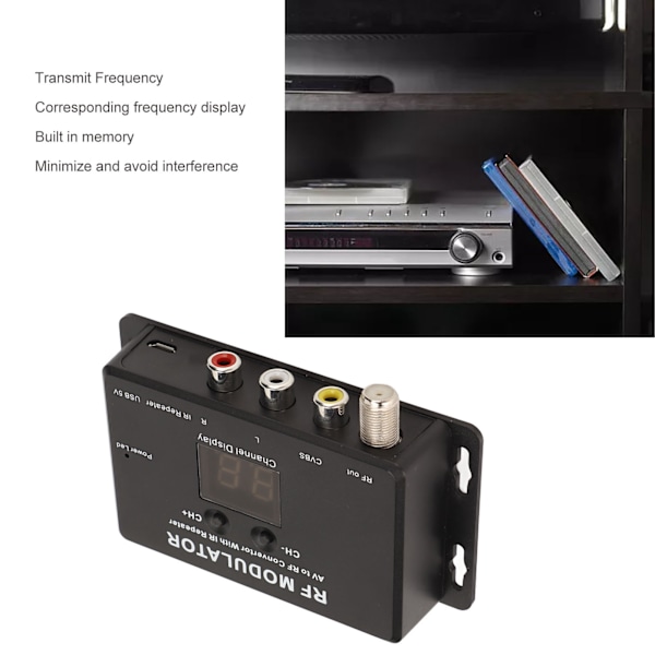 RF Modulator Profesjonell PAL NTSC 21 Kanal AV til RF Konverter for Dekoder DVR DVD