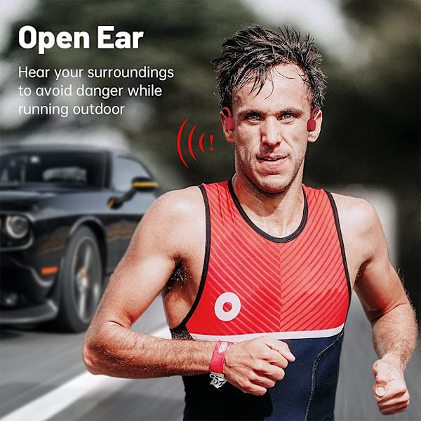 Trådløse sportshovedtelefoner, Bluetooth 5.0 vandtæt svedtæt headset med mikrofon til sport, jogging, løb, kørsel, cykling, vandring