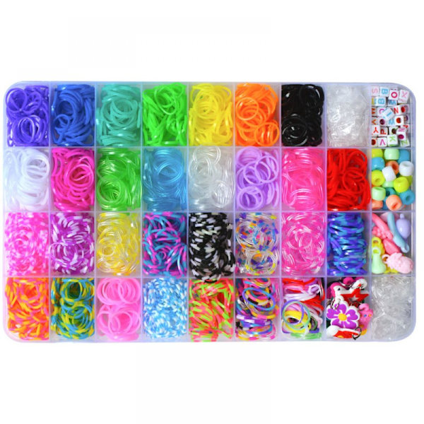 Loom bands sett, loom bands tilbehør fargerike gummibånd løkker gummisett