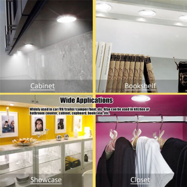 Infälld 12LED RV Båt Infälld Taklampa 12V Led Lampor Rund Form Ultratunn Husbil Inredning Belysning Liten Downlight med Kabel - Varm Vit