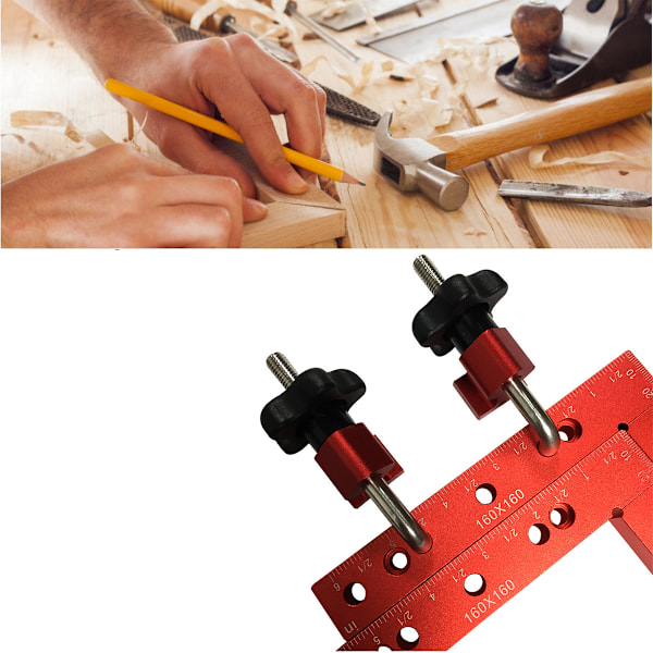 14 x 14 cm L-formad 90 graders rätvinklig positioneringslinjal, aluminiumlegering, 90 graders hörnfogklämma för skåp, lådor, 2 st