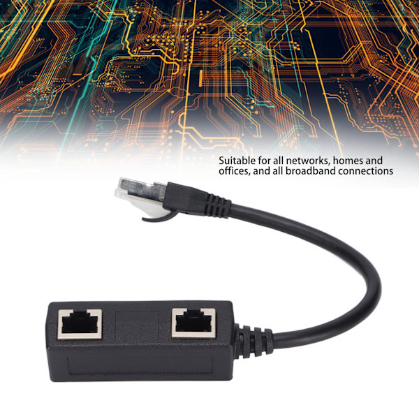 RJ45-jakajasovitin, 1 uros - 2 naarasporttia, Ethernet-liitin verkkoon, kotiin ja toimistoon