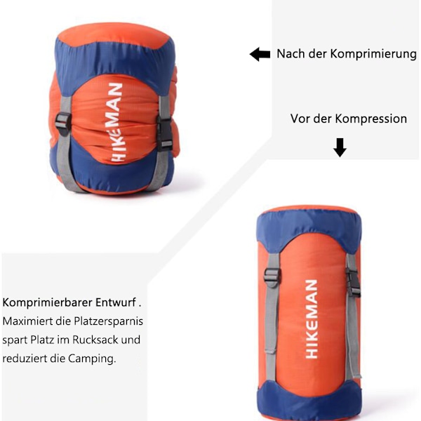 Kompresjonspose, 40 % mer lagringsplass Vanntett og ultralett oppbevaringspose for sovepose - Plassbesparende utstyr for camping, fotturer, reise