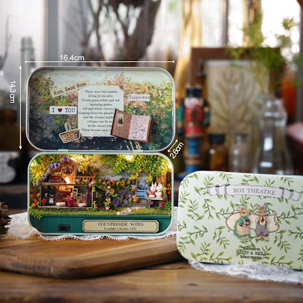 DIY Miniatyrhus Kit i Låda att Bygga, Handgjord Mini Teater